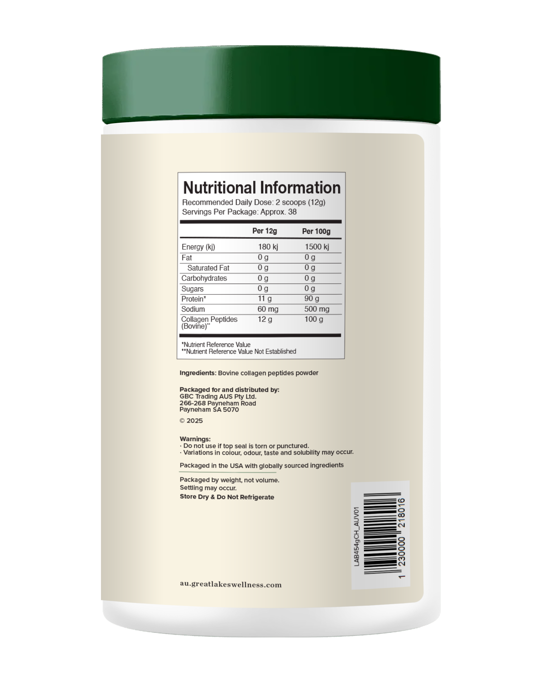 Great Lakes Wellness Collagen Peptides 454g – detail