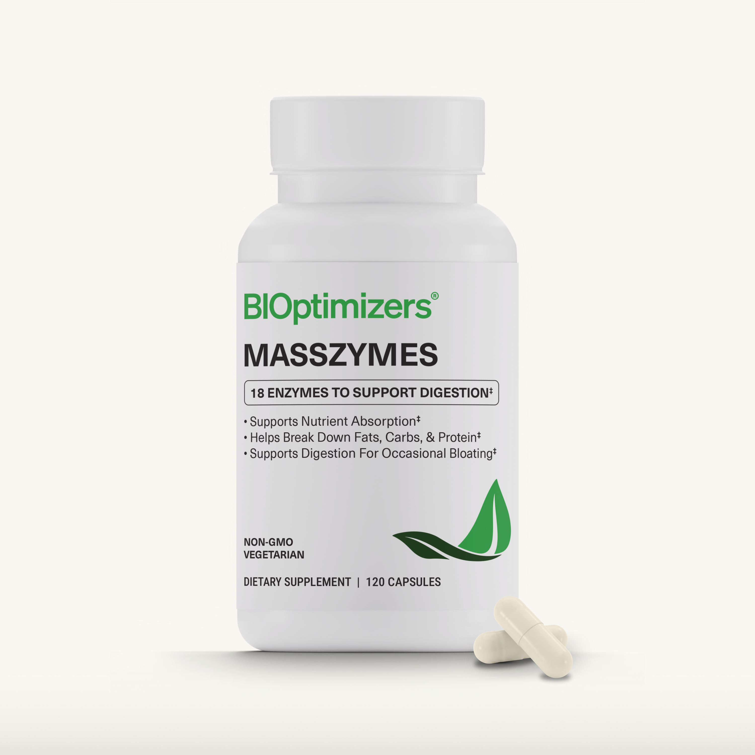 BiOptimizers MassZymes digestive enzymes bottle